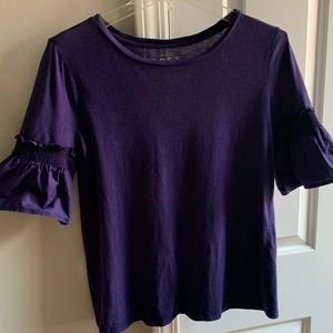 Purple flutter-sleeved Loft top